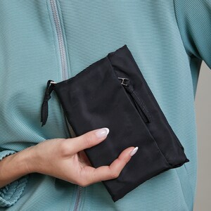 Cartera con cremallera gris vegana, Cartera de dinero gris vegana, Cartera de mujer vegana, Monedero gris con cremallera vegana imagen 4