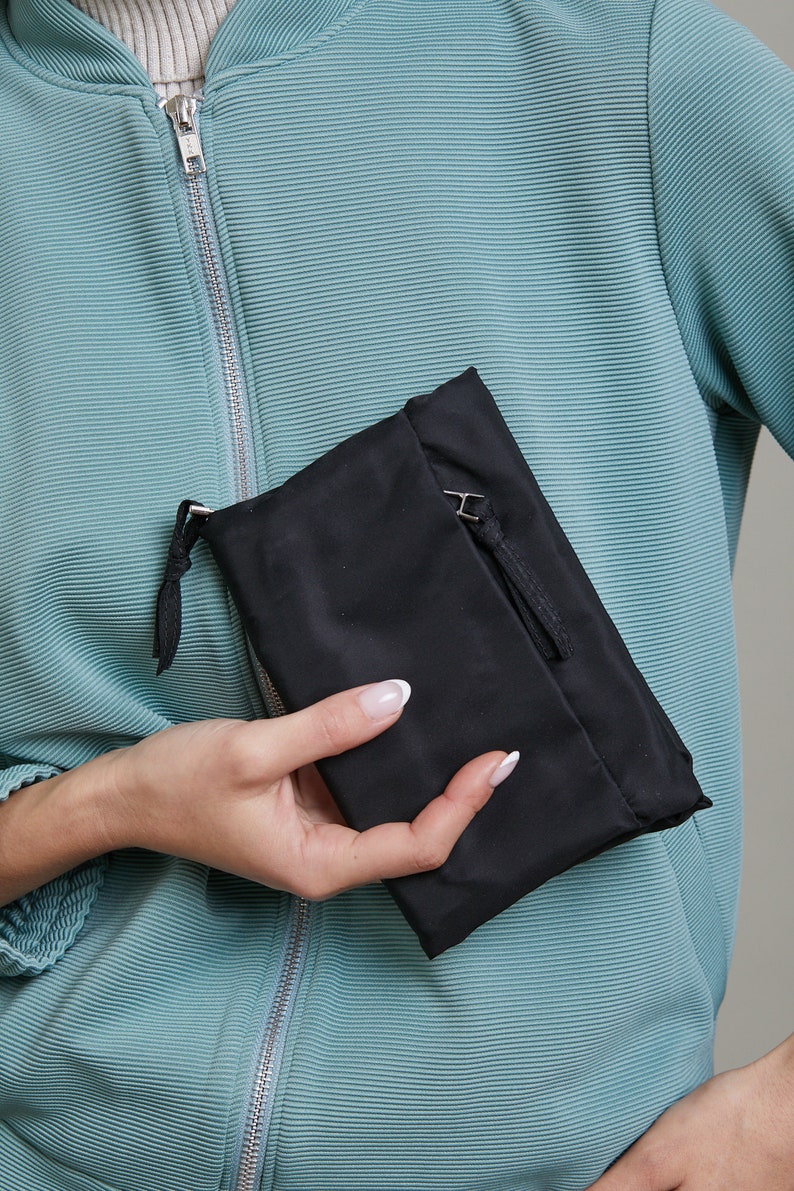 Cartera con cremallera gris vegana, Cartera de dinero gris vegana, Cartera de mujer vegana, Monedero gris con cremallera vegana imagen 4