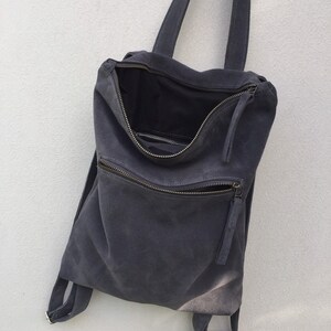 Dark Grey Suede Backpack Suede Grey Bag Dark Grey Suede | Etsy