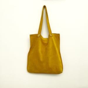 Yellow suede tote,Yellow leather bag,Yellow suede bag,Soft yellow shoulder bag,Yellow handbag image 1