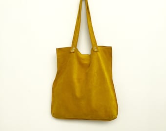 Yellow suede tote,Yellow leather bag,Yellow suede bag,Soft yellow shoulder bag,Yellow handbag