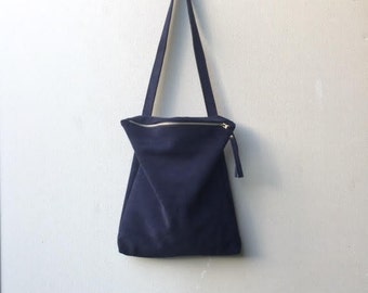 Blue suede bag,Navy leather tote,Blue leather bag,Blue suede handbag,Blue zipper bag