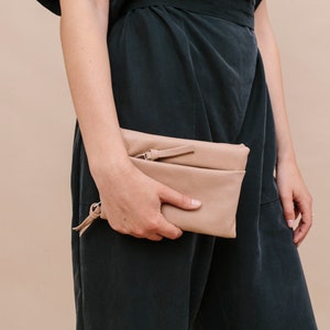 Cartera de cuero marrón, Cartera de cremallera de cuero marrón, Cartera de mujer marrón, Monedero de cremallera marrón, Cartera de ranuras imagen 10