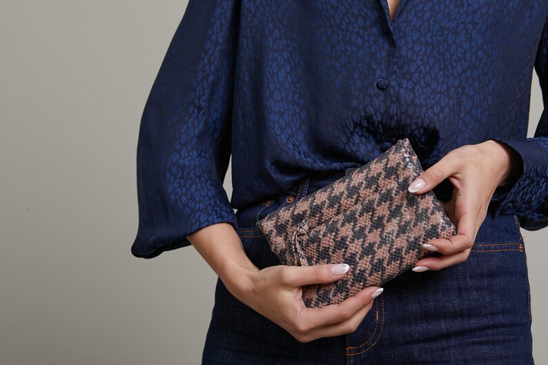 Cartera con cremallera gris vegana, Cartera de dinero gris vegana, Cartera de mujer vegana, Monedero gris con cremallera vegana imagen 9