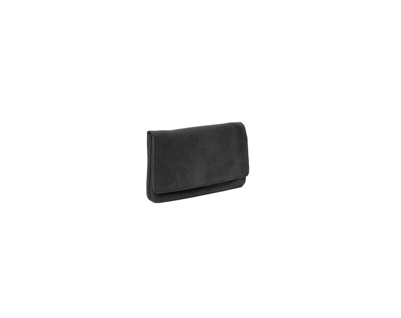 Cartera grande de cuero negro, cartera de dinero de mujer de cuero negro, cartera de tarjeta de crédito, cartera de cuero con cremallera, chequera y monedero de cuero de monedas imagen 4
