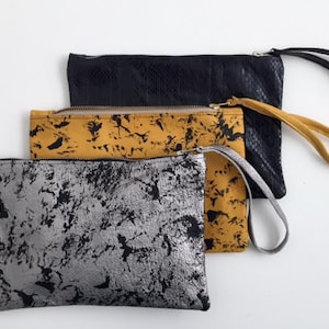 Silver leather bag,Silver leather clutch,Small leather handbag,Silver clutch bag