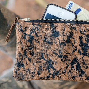 Monedero pequeño de cuero marrón, Monedero pequeño para mujer, Cartera de dinero marrón, Regalo para ella