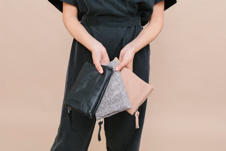Cartera de cuero marrón, Cartera de cremallera de cuero marrón, Cartera de mujer marrón, Monedero de cremallera marrón, Cartera de ranuras imagen 4
