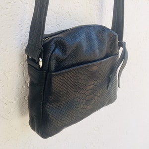 Braune Crossbody Ledertasche, Braune Lederhandtasche, Braune Leder Reißverschlusstasche, Handtasche für Frauen Bild 4