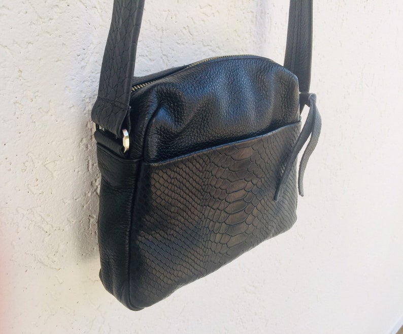 Braune Crossbody Ledertasche, Braune Lederhandtasche, Braune Leder Reißverschlusstasche, Handtasche für Frauen Bild 4