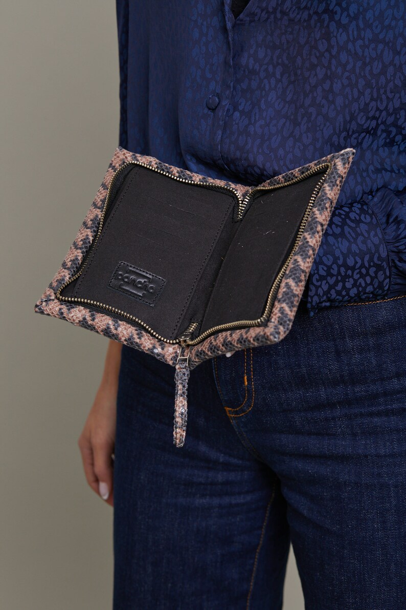 Cartera con cremallera gris vegana, Cartera de dinero gris vegana, Cartera de mujer vegana, Monedero gris con cremallera vegana imagen 10