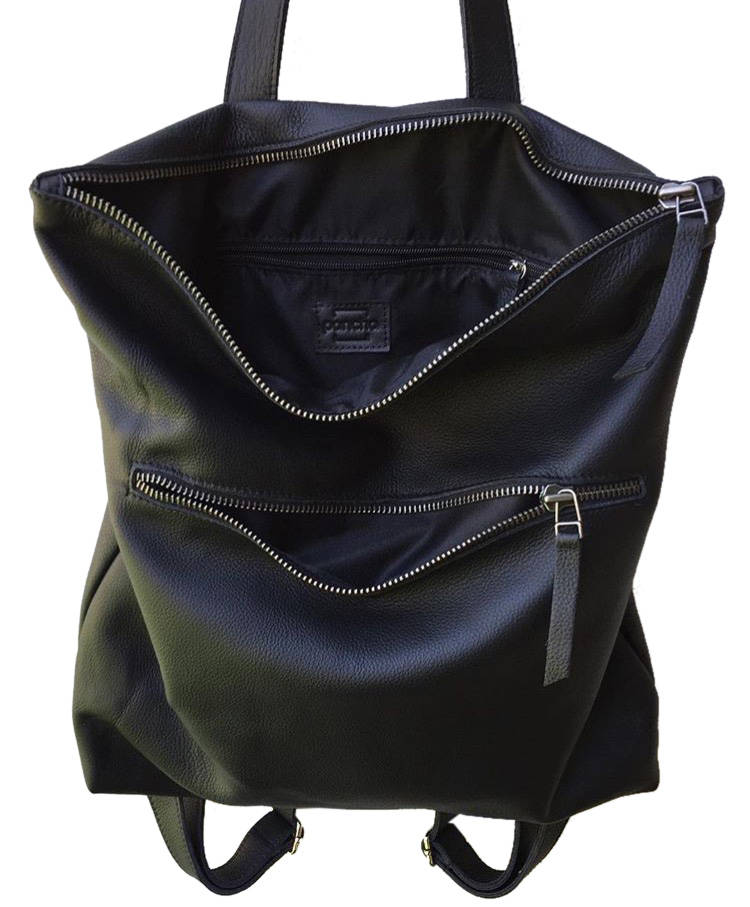 Black Leather Backpackblack Shoulder Bagbig Black Leather - Etsy