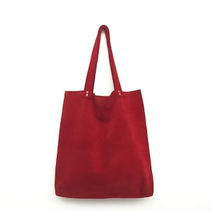 Bolso de ante rojo,Bolso de cuero burdeos,Bolso de cuero rojo,Bolso tote de ante rojo,Bolso rojo oscuro