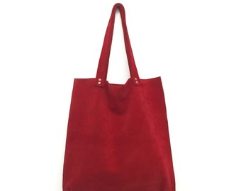 Red suede bag,Burgundy leather bag,Red leather bag,Red suede tote bag,Dark red handbag