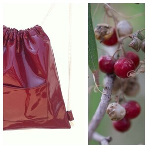 Burgundy drawstring backpack,Deed red backpack,Dark red Student bag,Hipster Red backpack,Gift for women