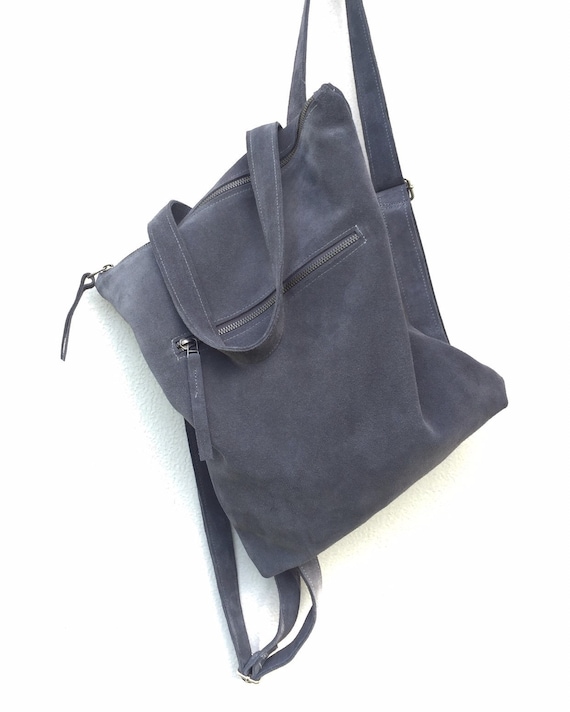 gray suede bag
