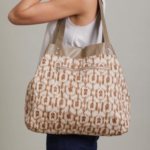 Non Leather hobo bag,Camel soft shoulder bag,Beige vegan bag,Hobo vegan handbag, two sides bag image 3