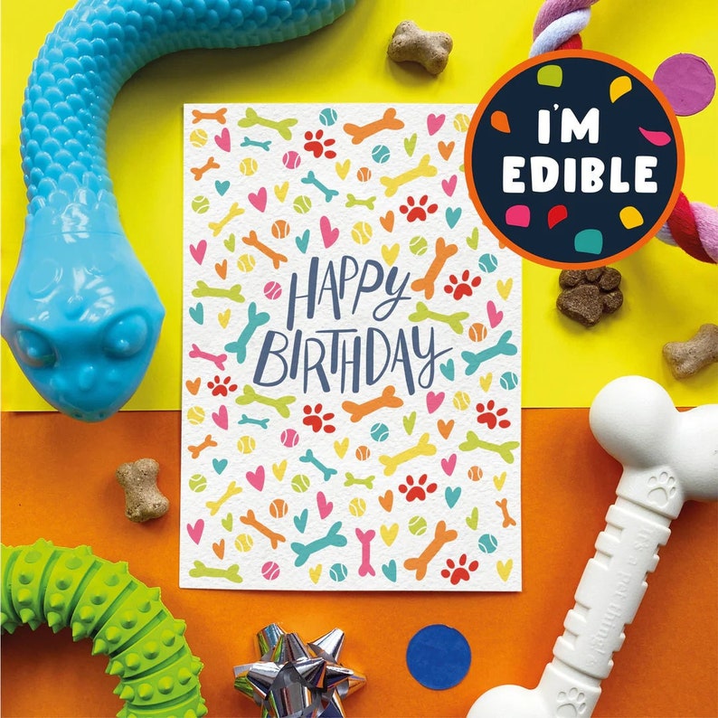 Edible 'happy Birthday' Card for Dogs Cheddar Etsy