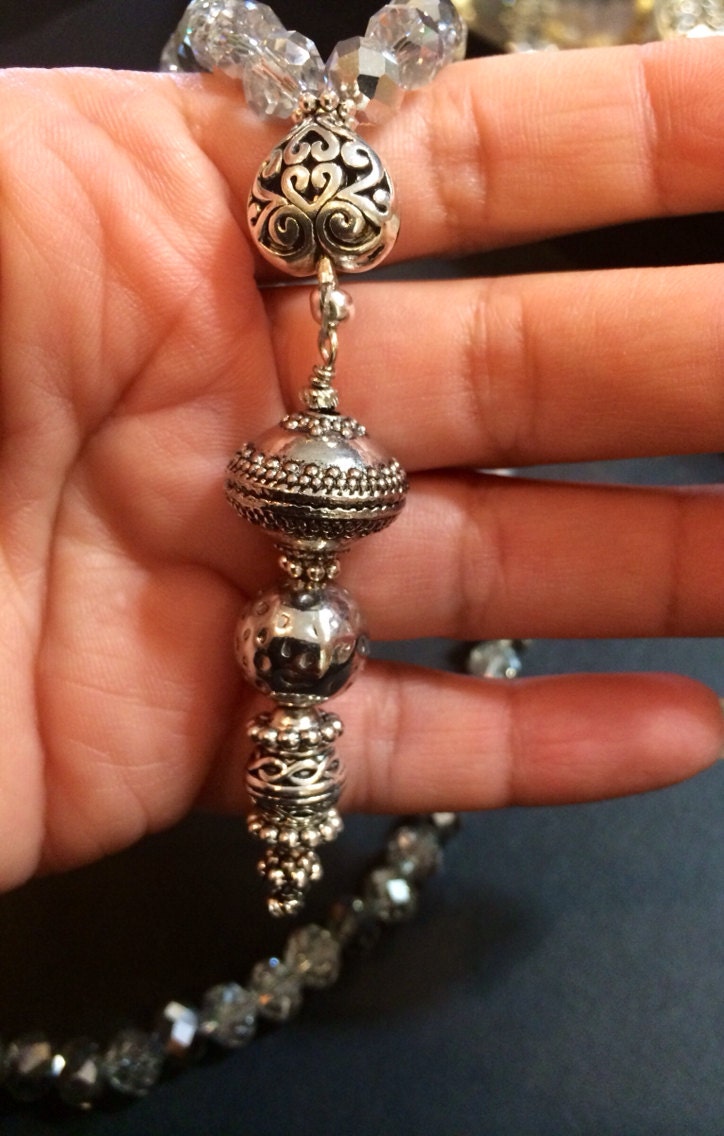 99 Paras count/beads Silver, Crystal Tasbih Prayer Beads Etsy