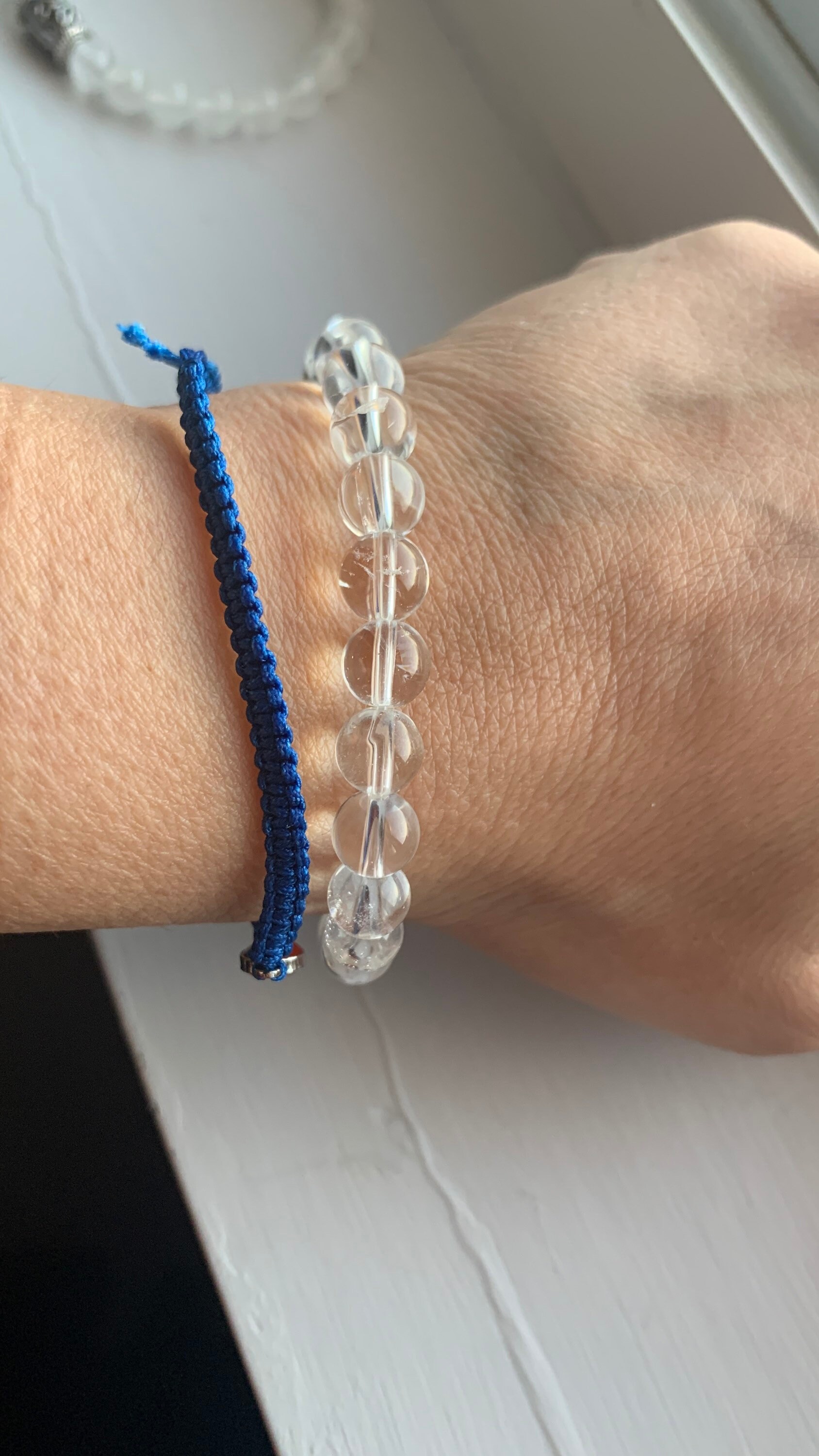 ブレスレット Clear Quartz Bracelet #7909 Clear Quartz Elastic Bracelet | New Moon Beginnings