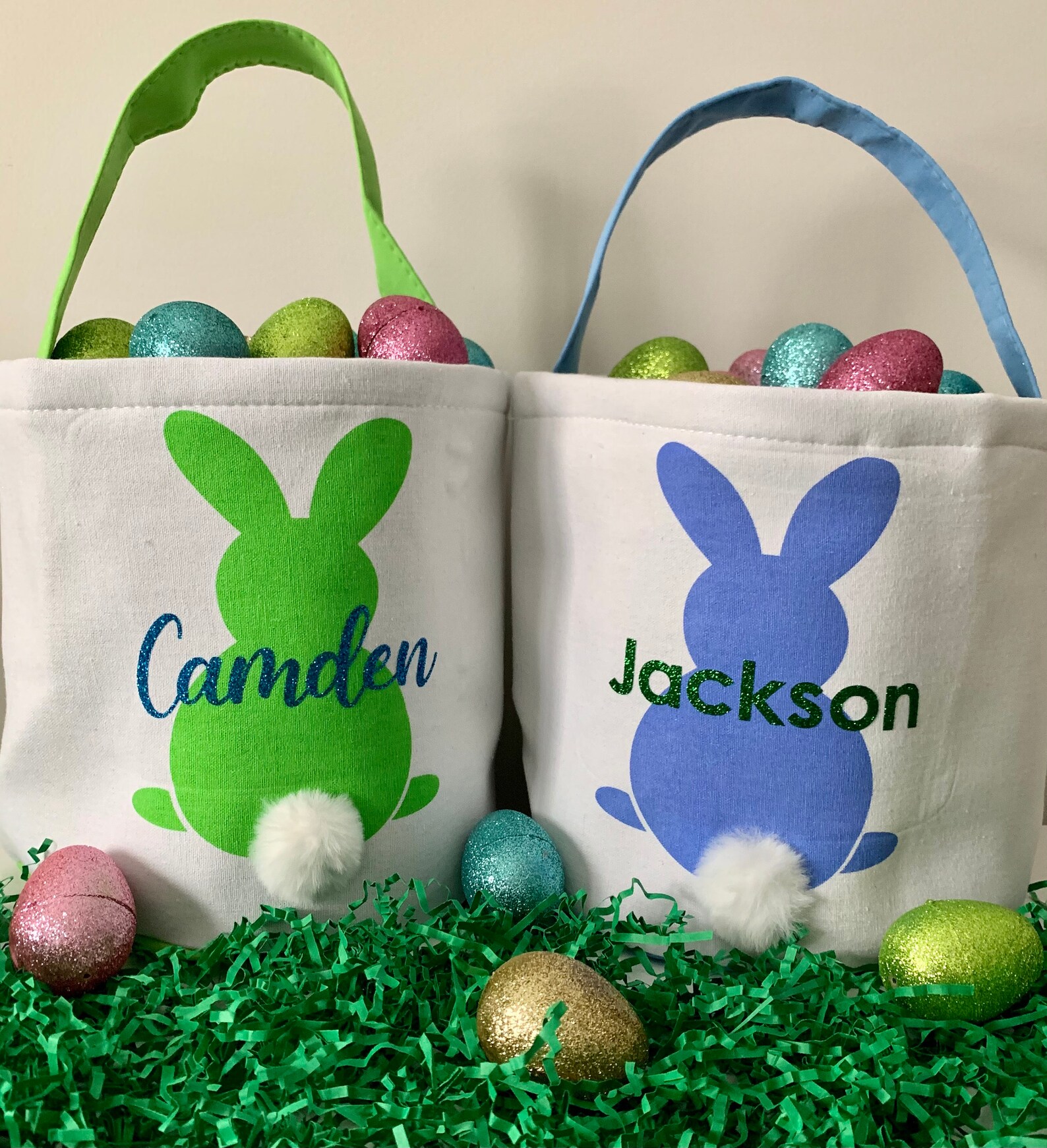 Personalized Canvas Easter Basket Easter Egg Basket Etsy
