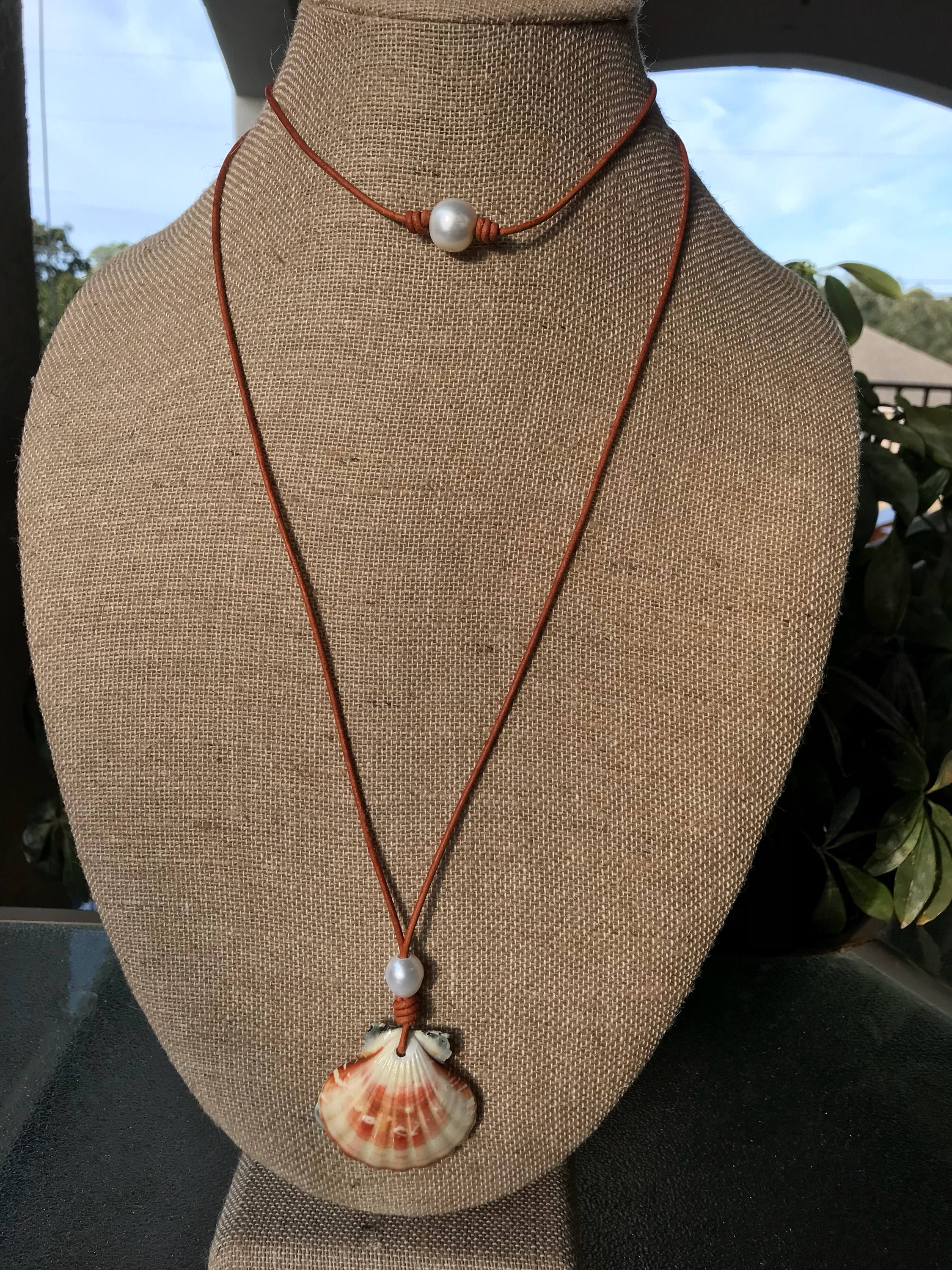 Seashell Pearl Beach Necklace, Shell Jewery, Statement Necklace, Beach ...