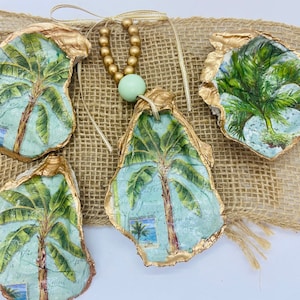 Palm Tree Oyster Shells Trinket Dish or Coastal  Decor