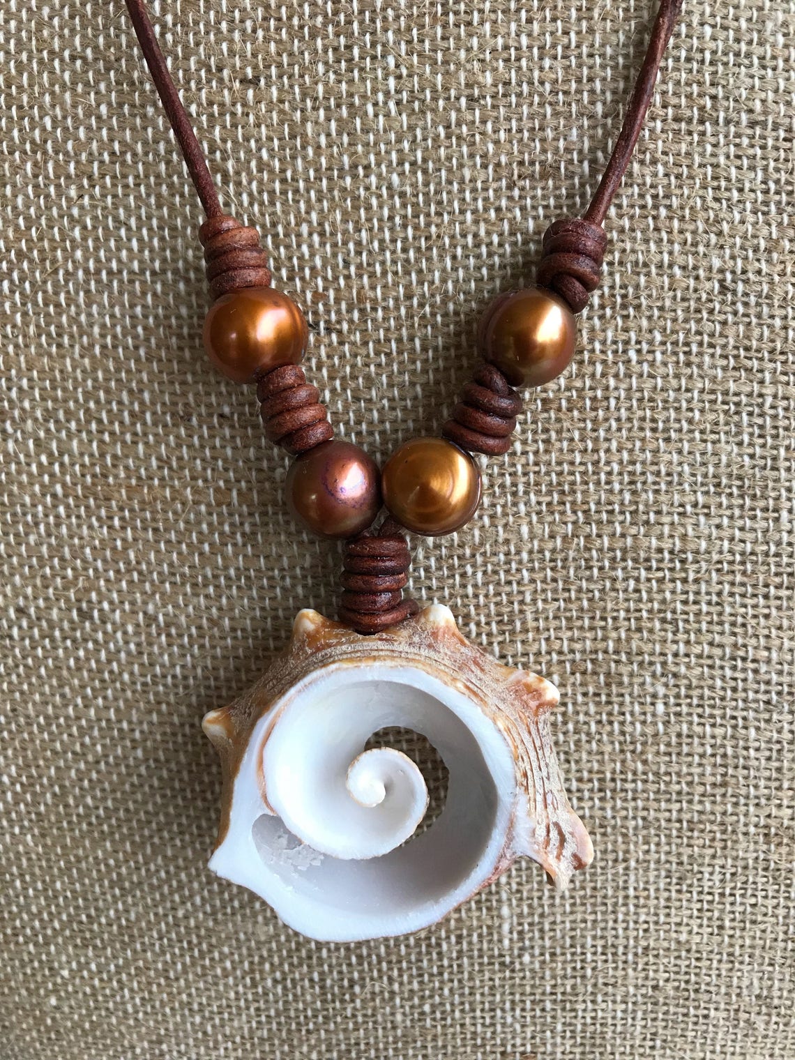 Seashell + Pearl Pendant Necklace main image 1