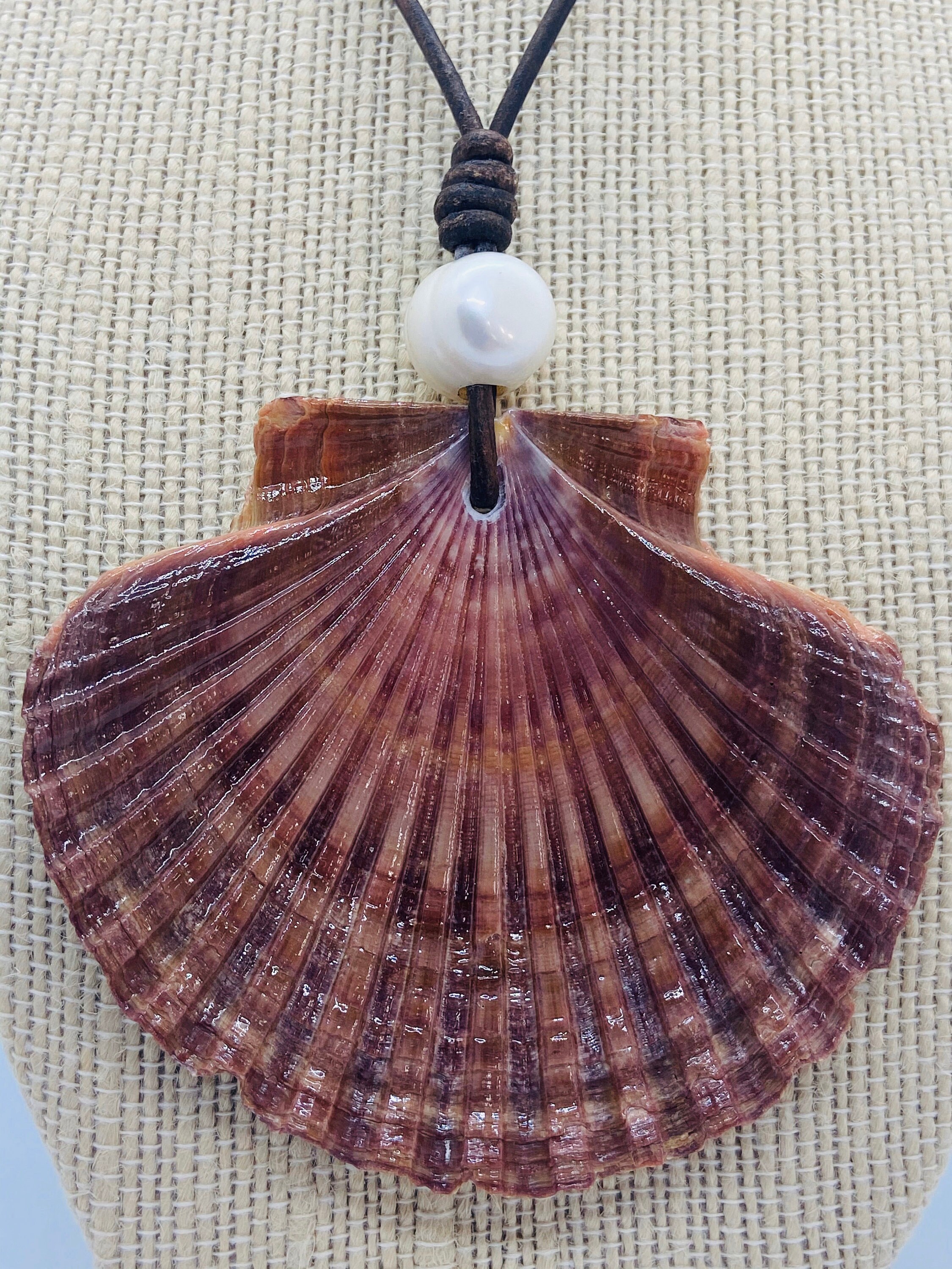 Purple Seashell ocean beach necklace seashell jewelry Etsy