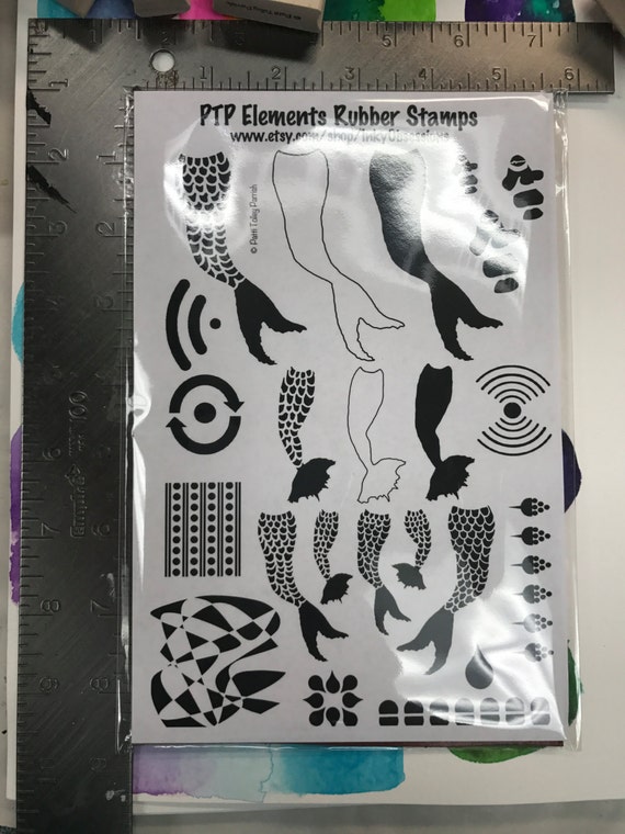 Red Rubber Stamps IN STOCK!!! Cling Polymer Clay Tile Set Cling Mount PTP Elements