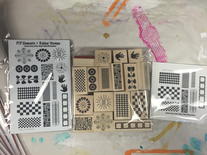 Red Rubber Stamps IN STOCK!!! Cling Polymer Clay Tile Set Cling Mount PTP Elements