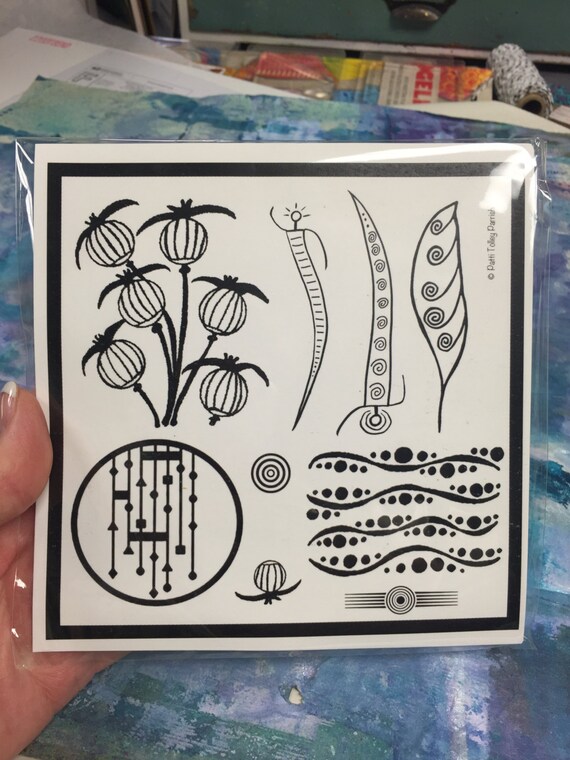 Red Rubber Stamps IN STOCK!!! Cling Polymer Clay Tile Set Cling Mount PTP Elements