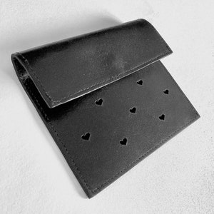 Porte-monnaie noir en cuir upcyclé