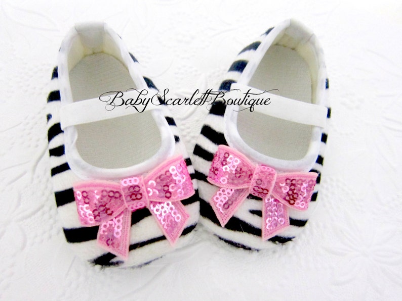 Zebra Print Baby Girl ShoesCrib ShoesSoft Sole Shoes Etsy