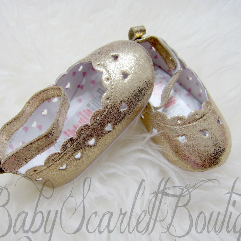 Gold Baby Girl Shoesinfant Shoestoddler Shoes Etsy