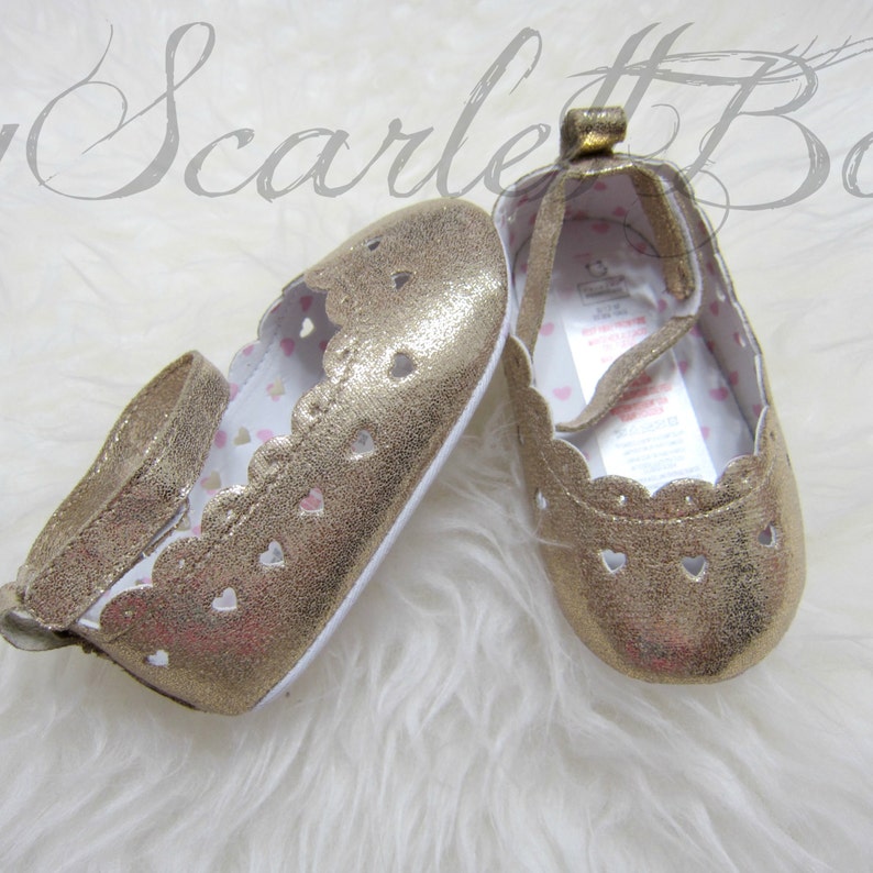 Gold Baby Girl Shoesinfant Shoestoddler Shoes Etsy
