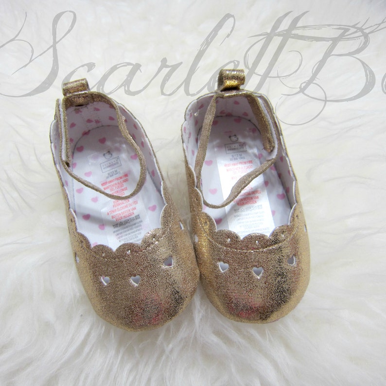 Gold Baby Girl Shoesinfant Shoestoddler Shoes Etsy