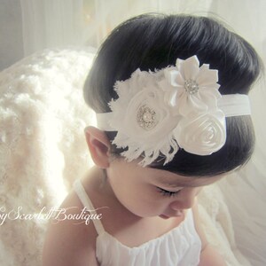 White Baby Girl Headband,Girl,Christening,Bridal..Headband