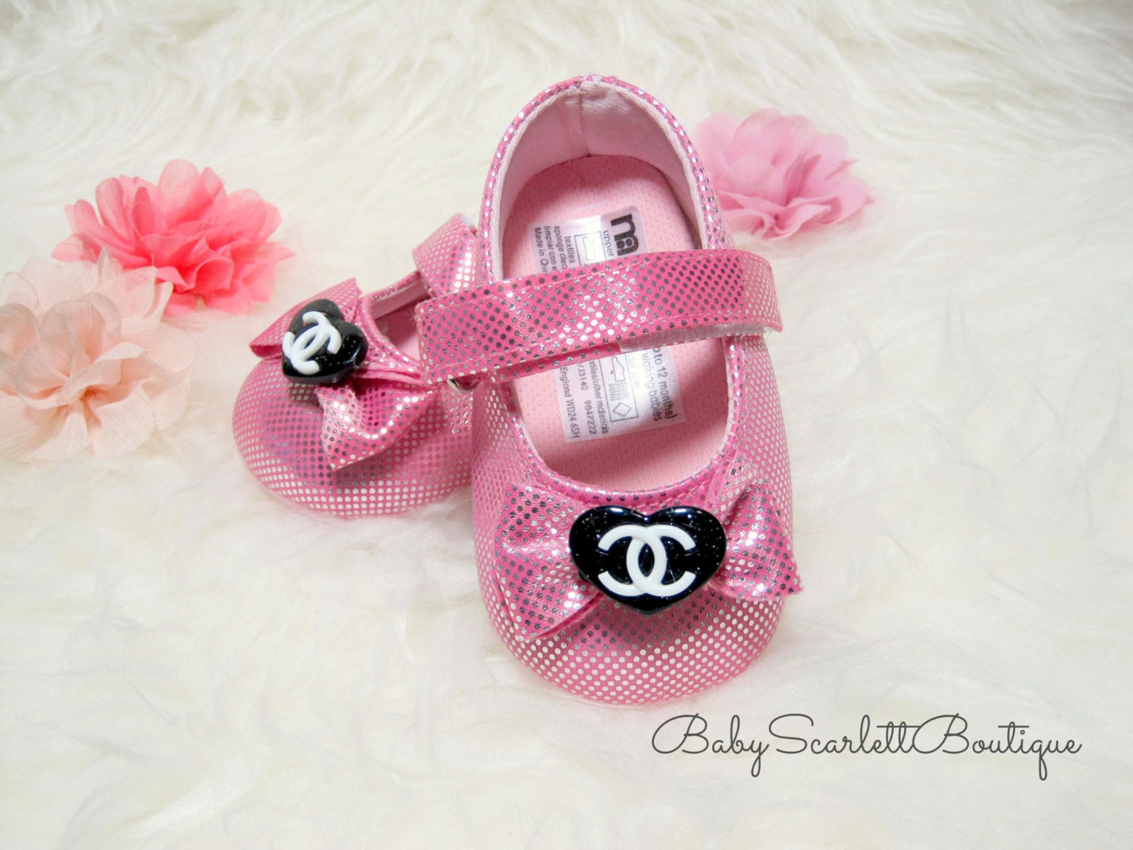 Shiny Pink Baby Girl ShoesInfant Shoes Etsy