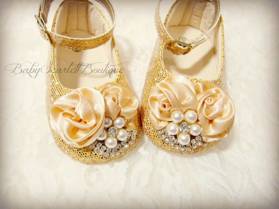 gold sequin baby shoes