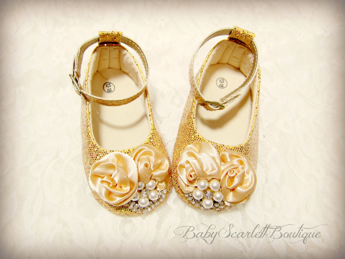 Gold Sequins Baby Girl ShoesCrib ShoesSoft Sole Shoes Etsy