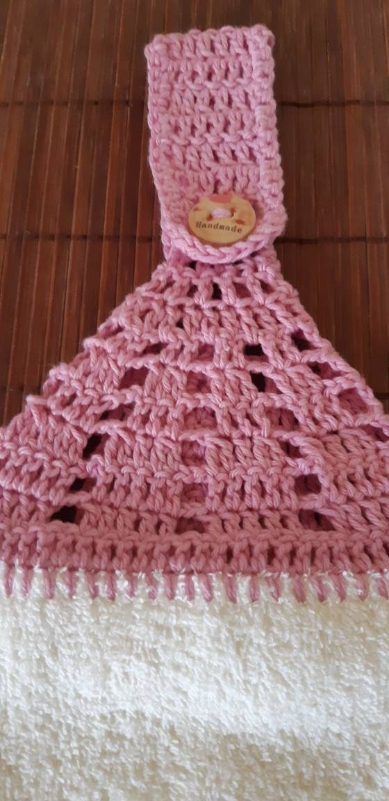 Bathroom Hand Towel With Crocheted Hanging Top and Embroidered Etsy New Zealand