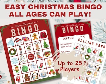 Printable Christmas Bingo Game, Easy Classroom Party Activity