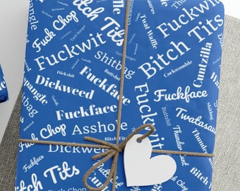Fucking Curse Words Gift Wrap, Funny Wrapping Paper for Presents, Adult Gift Wrap