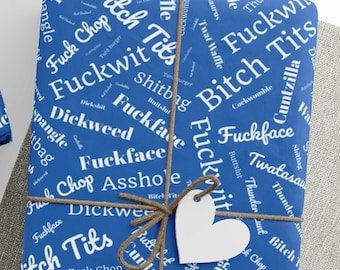 Fucking Curse Words Gift Wrap, Funny Wrapping Paper for Presents, Adult Gift Wrap