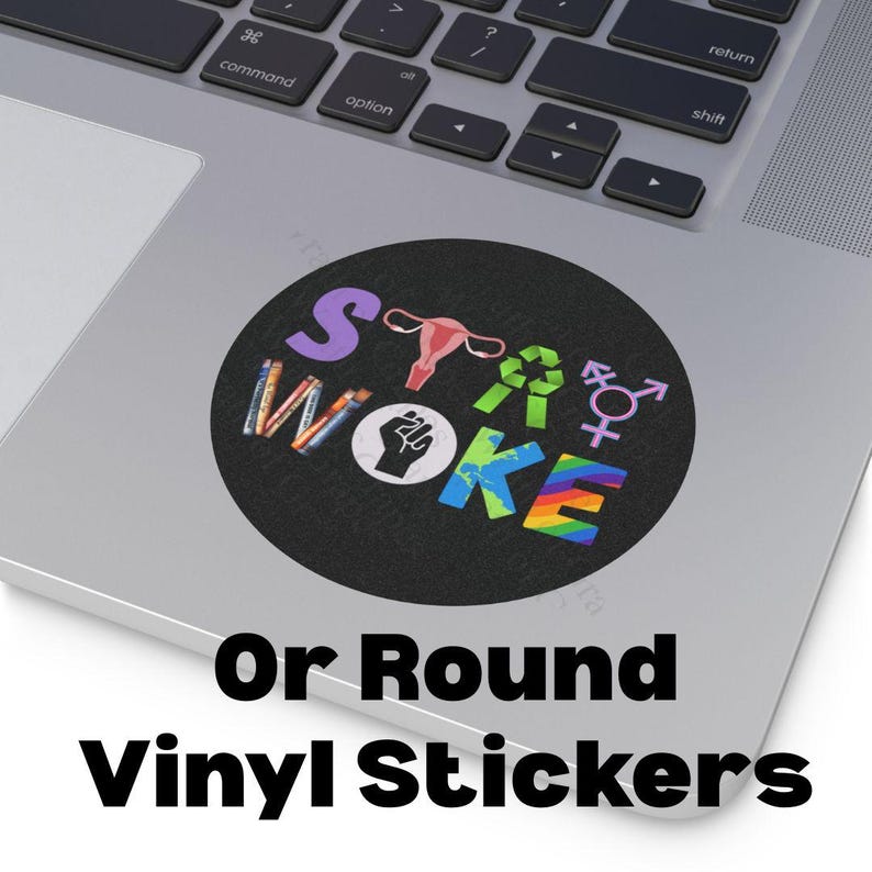 Stay Woke Car Magnet Bumper Sticker for Laptop Vinyl Decal Water Bottle Sticker Funny Anti Trump Liberal Car Magnet Indoor Outdoor Sticker 4" Round Sticker