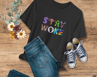 Unisex Adult T-shirt Stay Woke Anti Trump Tee Sweatshirt Defend Democracy Anti Fascism Support DEI Immigrants