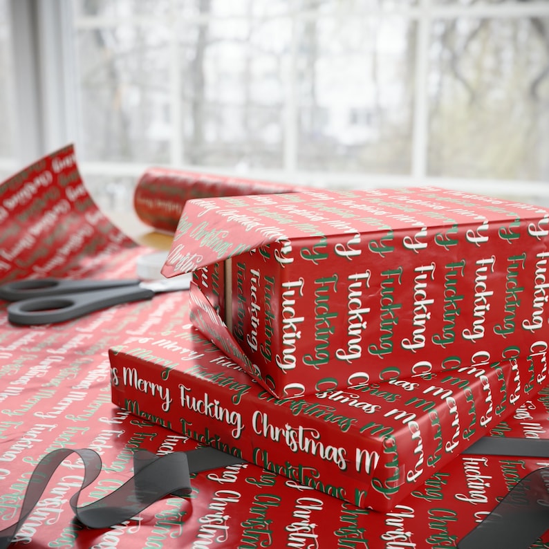 Merry Fucking Christmas Gift Wrap, Funny Wrapping Paper for Presents, Adult Gift Wrap Recyclable Paper Eco Friendly image 3