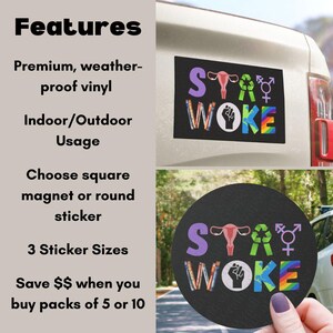 Stay Woke Car Magnet Bumper Sticker for Laptop Vinyl Decal Water Bottle Sticker Funny Anti Trump Liberal Car Magnet Indoor Outdoor Sticker image 7