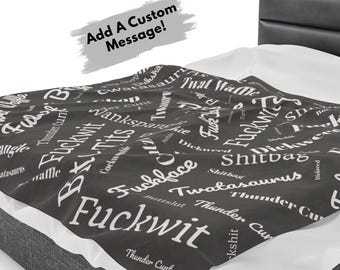 Fucking Curse Words Blanket Funny Adult Throw Swear Words Funny Gag Gift 10 Colors 3 Sizes Cuss Word Blanket Cursing Twatwaffle Cuss Words